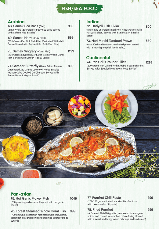 The Forest Loung Menu - FIsh & seafood