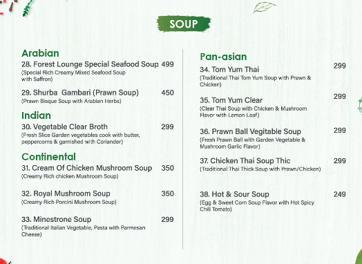 The Forest Lounge Menu - soup