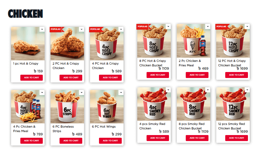 KFC Mirpur Menu - Chicken